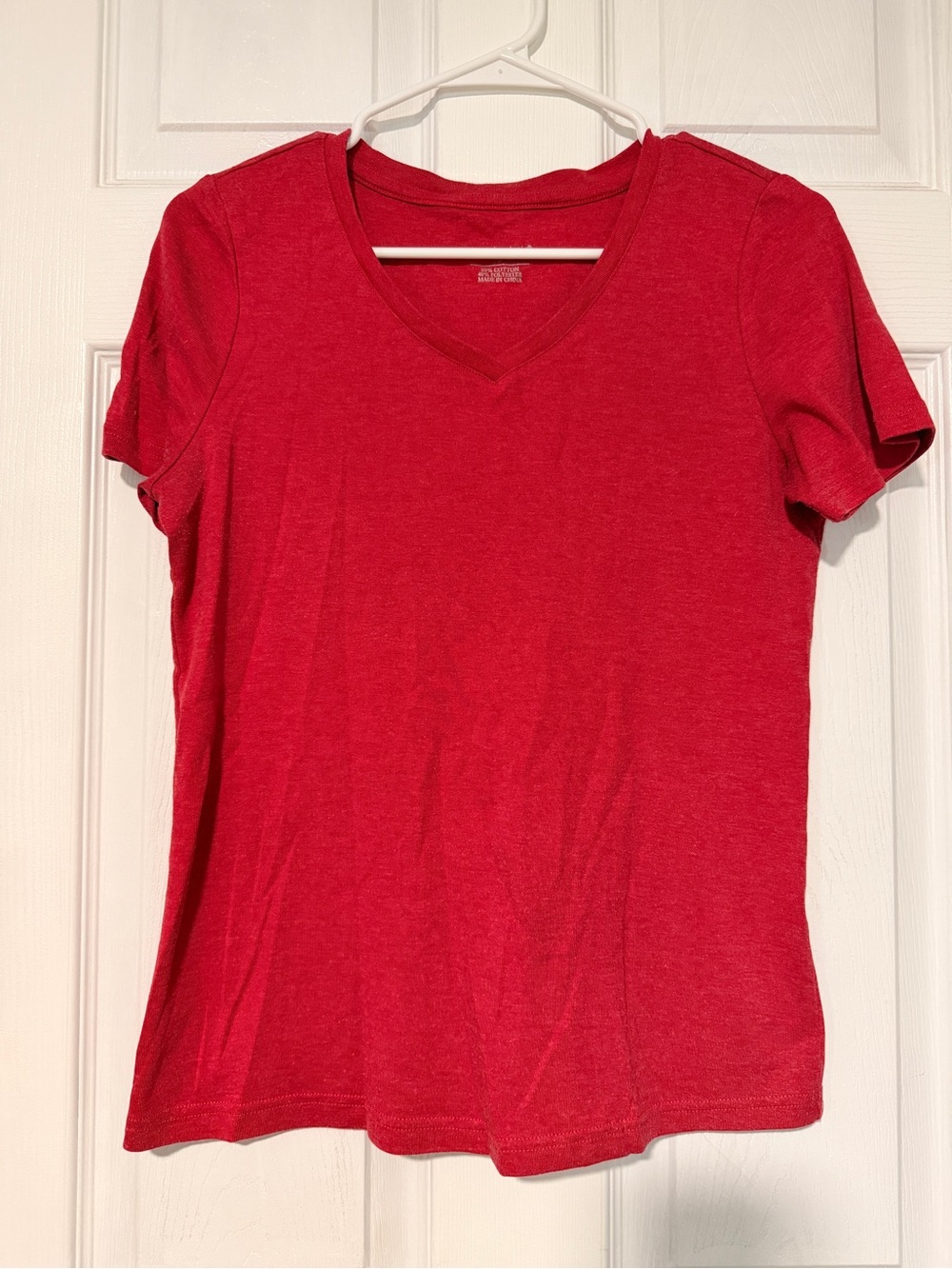 Christopher & Banks Women's Red V-Neck Short Sleeve Tee